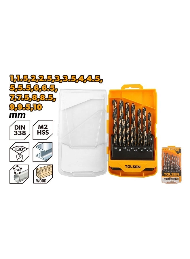 HSS Black & Gold Drill Bits - 19pcs 1mm to 10mm