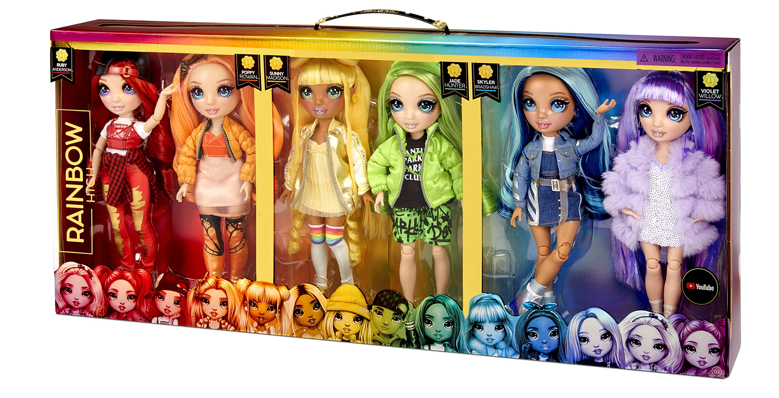 Rainbow High Violet Fashion Doll + Ruby Fashion Doll + Sunny Fashion Doll + Skyler Fashion Doll + Poppy Fashion Doll + Jade Fashion Doll - Ages 6+