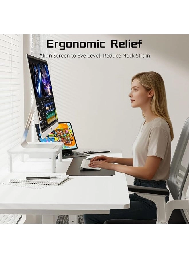 Adjustable Monitor Stand - 3-Height 25KG Storage Drawer