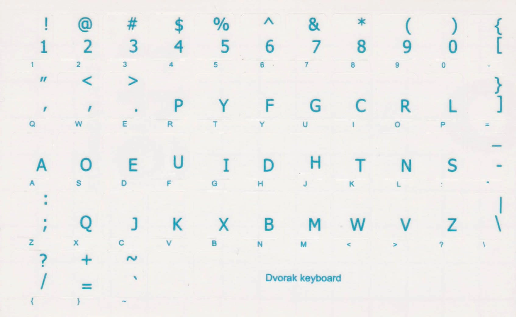 Online-Welcome Dvorak Simplified Keyboard Stickers - Dvorak
