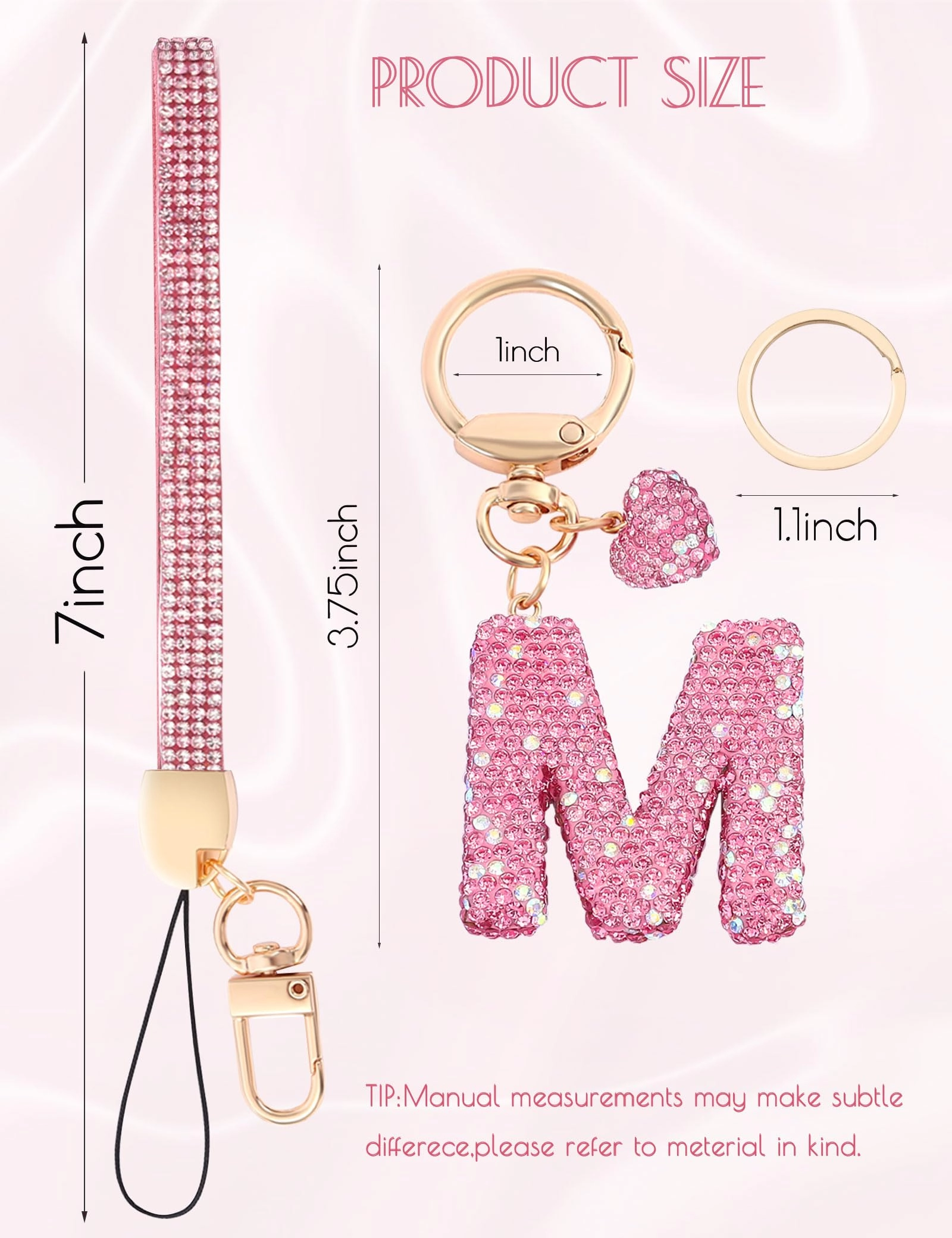 Initial Keychain - L Purple Rhinestone