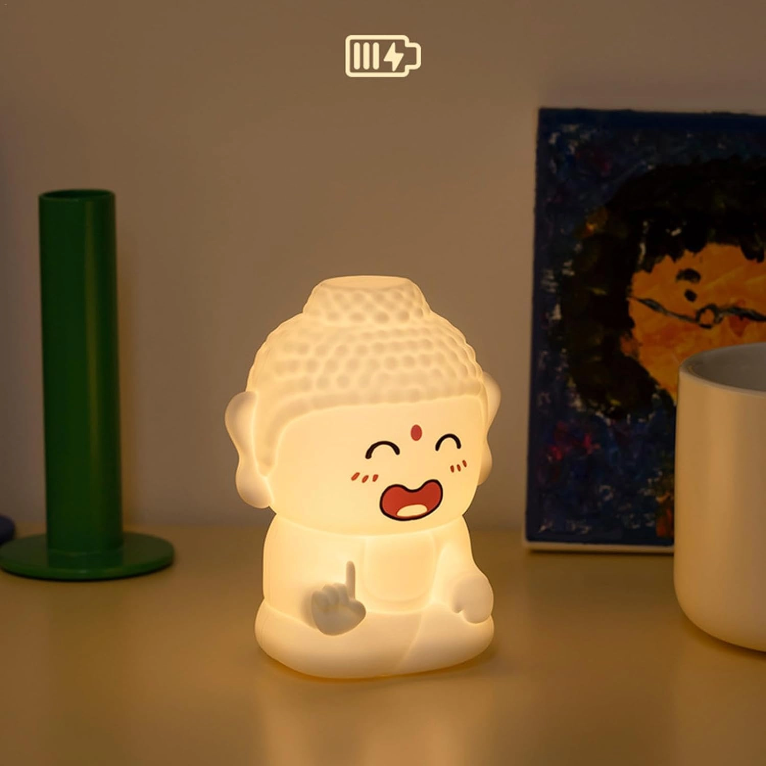Laughing Buddha Lamp - Multicolor