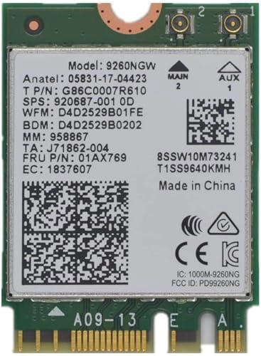 9260NGW - 2.4 & 5GHz(160Mhz) M.2 Wireless