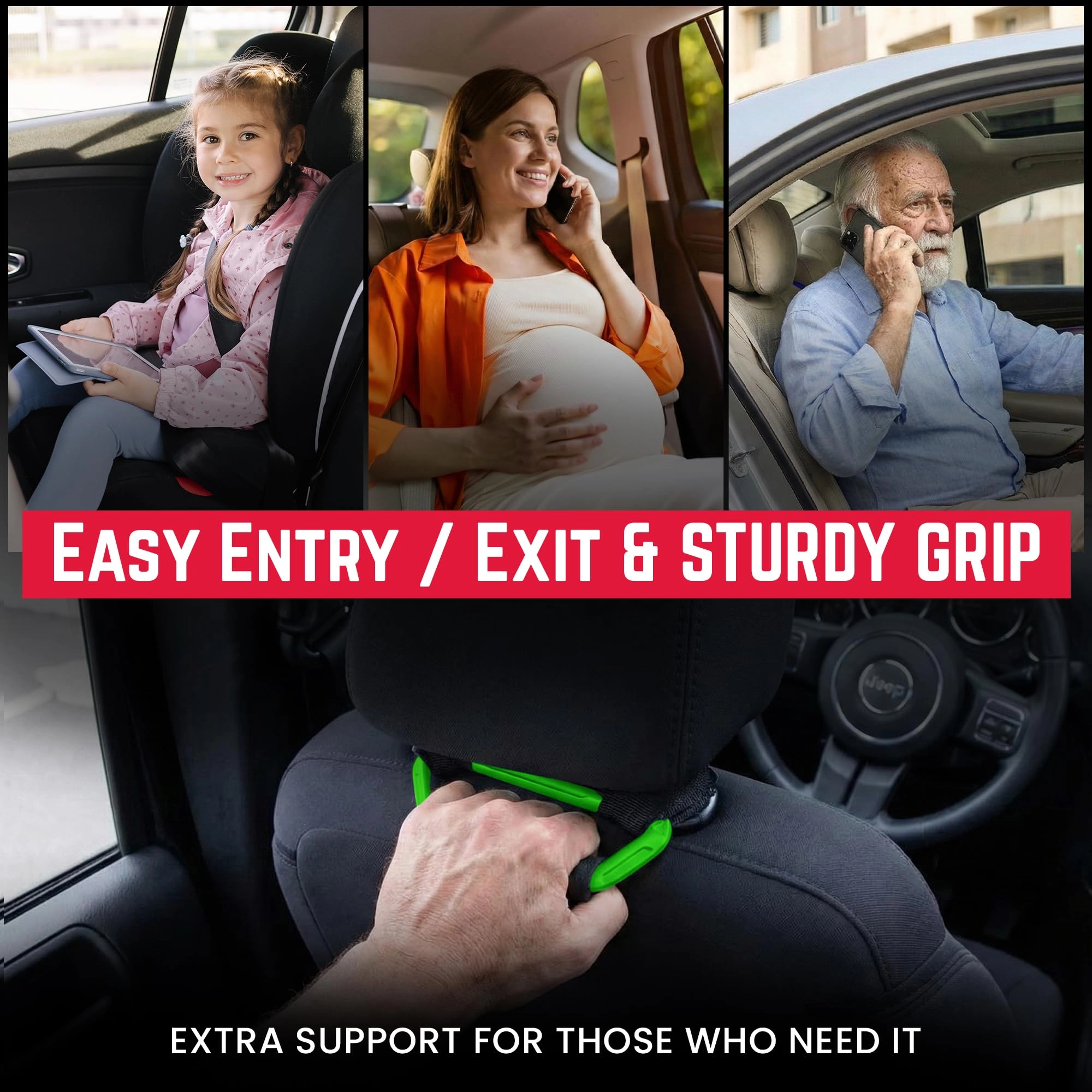 BackGrip Pro - 2-Pack Billet Silver Headrest Handle