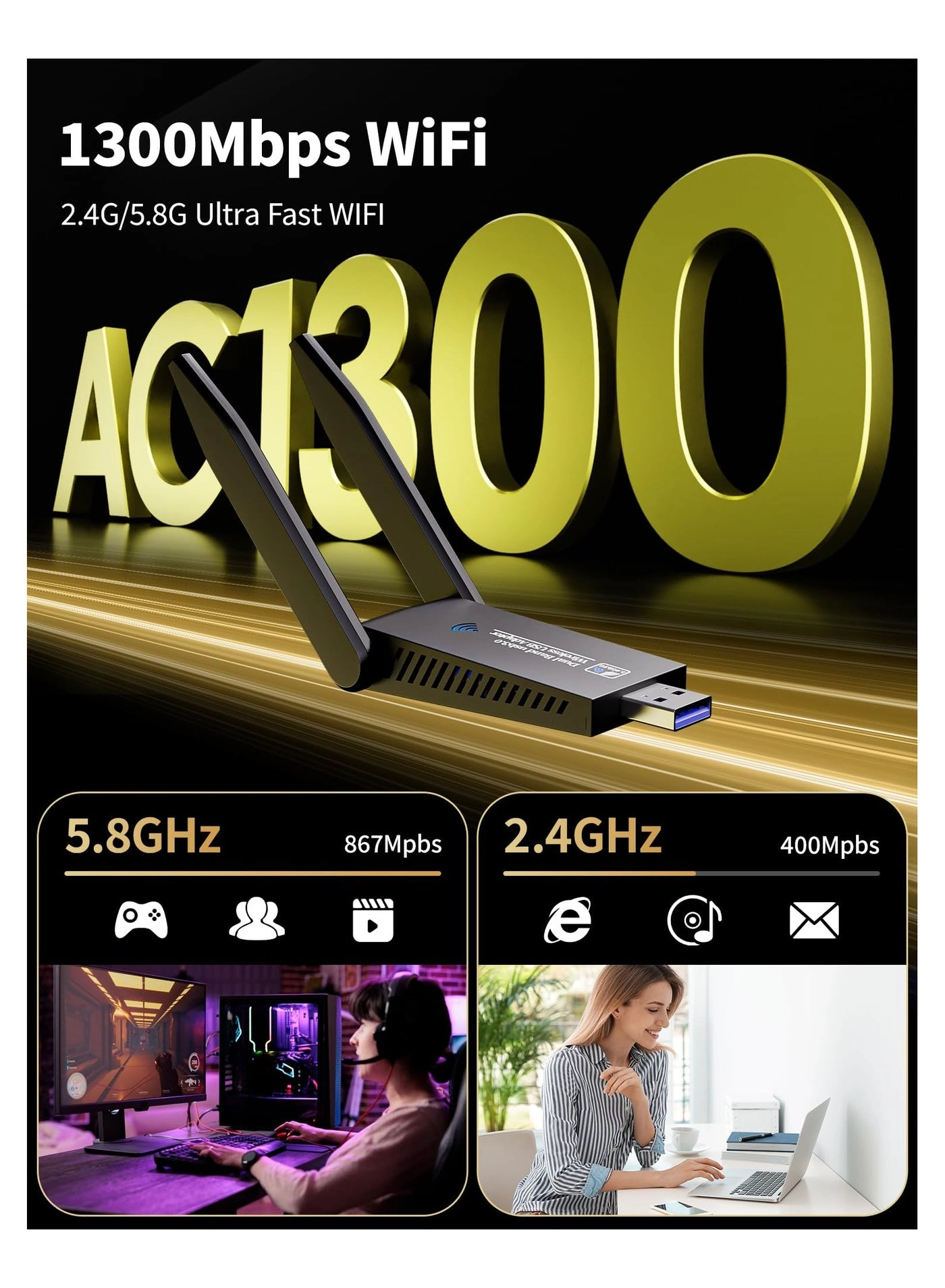 AC1300 - Dual Band USB 3.0 WiFi