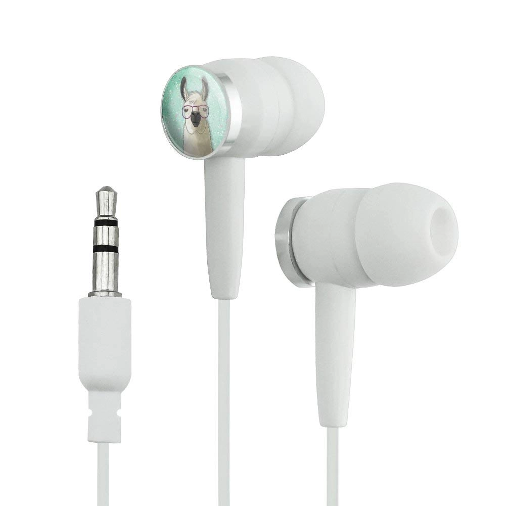 Graphics and More Hip Llama with Glasses Wired Earbud