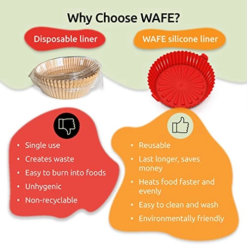 Reusable Silicone Air Fryer Liner - 6.7 Inches Red 2 Pack