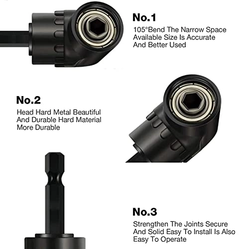 105 Degree Right Angle Drill Adapter - Black 1/4" Hex