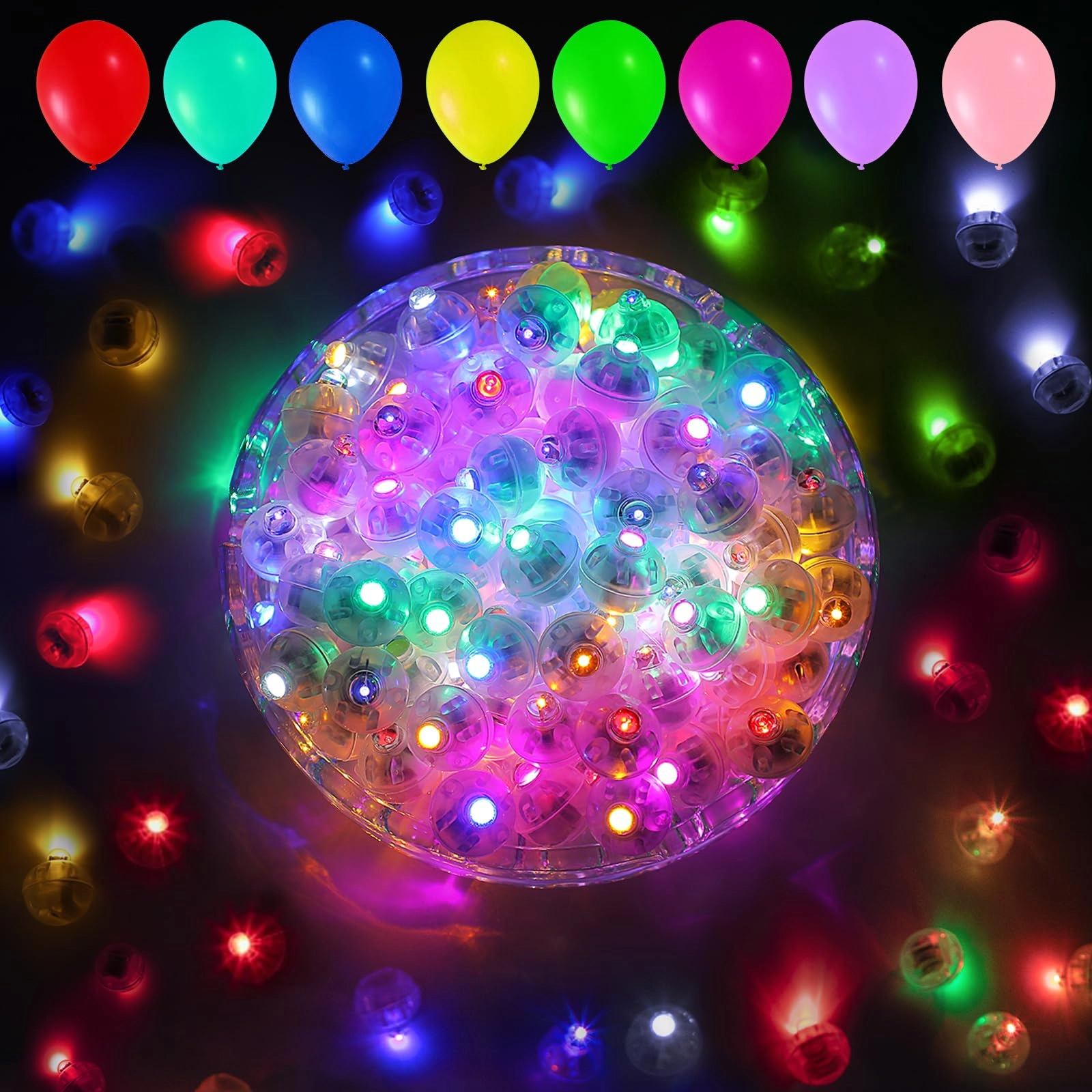 aogist Balloon Lights - 100pcs 10 Colors Battery Powered