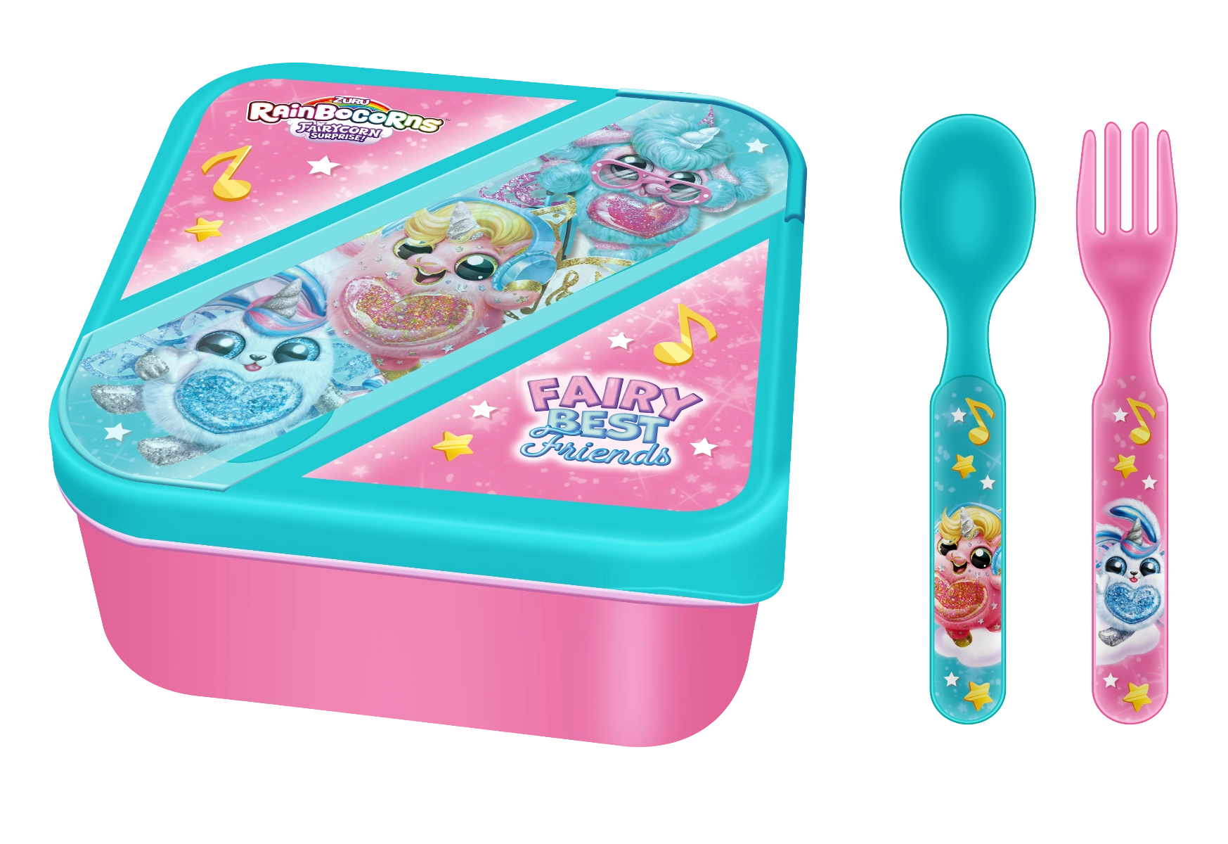 Rainbocorns Lunch Box - Cutlery Included Multi Colour