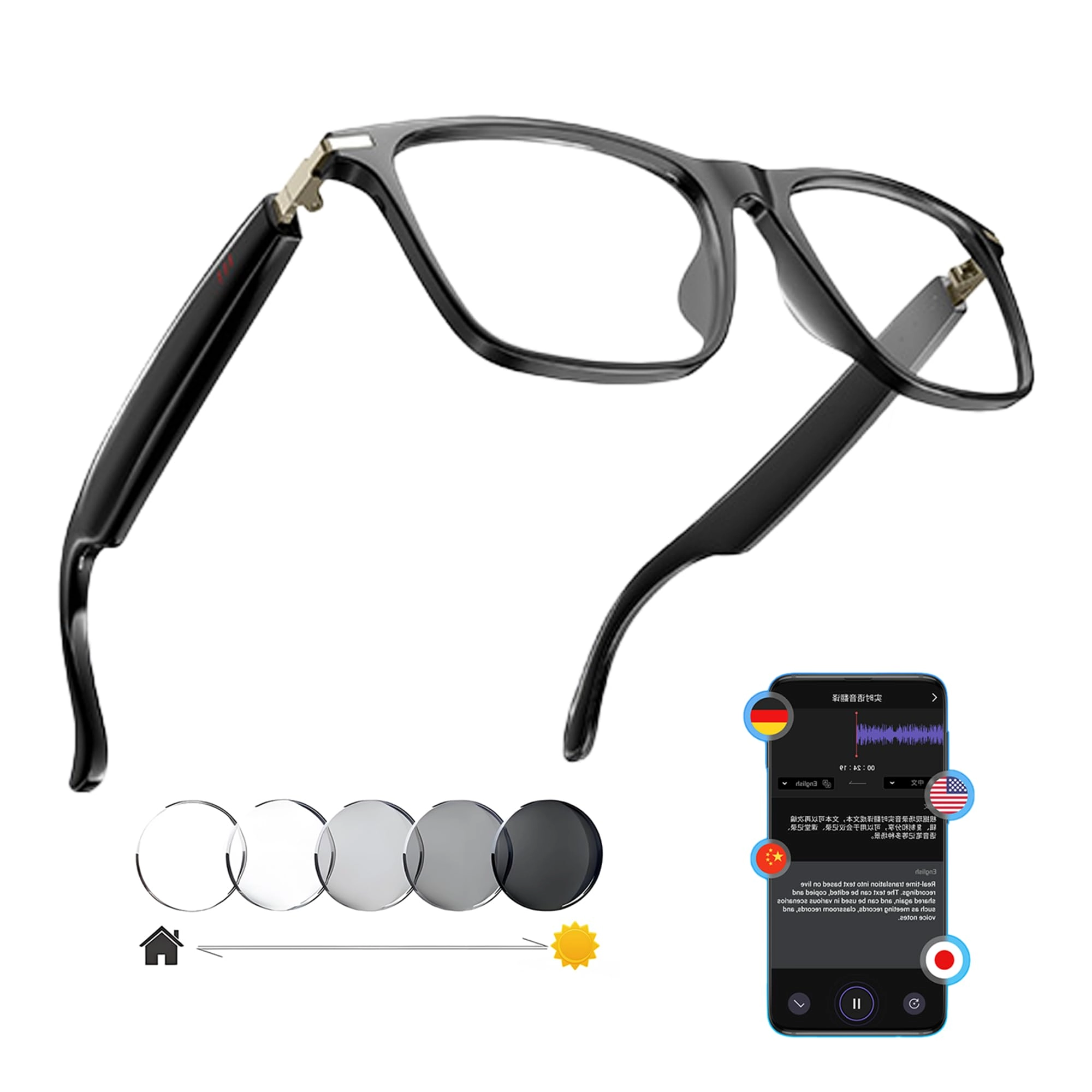 MNVOEQ AI Translator Glasses - 138 Languages Bluetooth