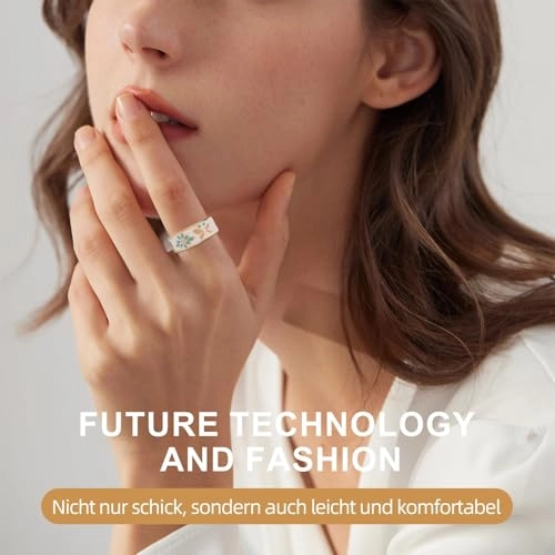 Health Ring - 17.3mm Enamel Flower Pattern IP68 Waterproof