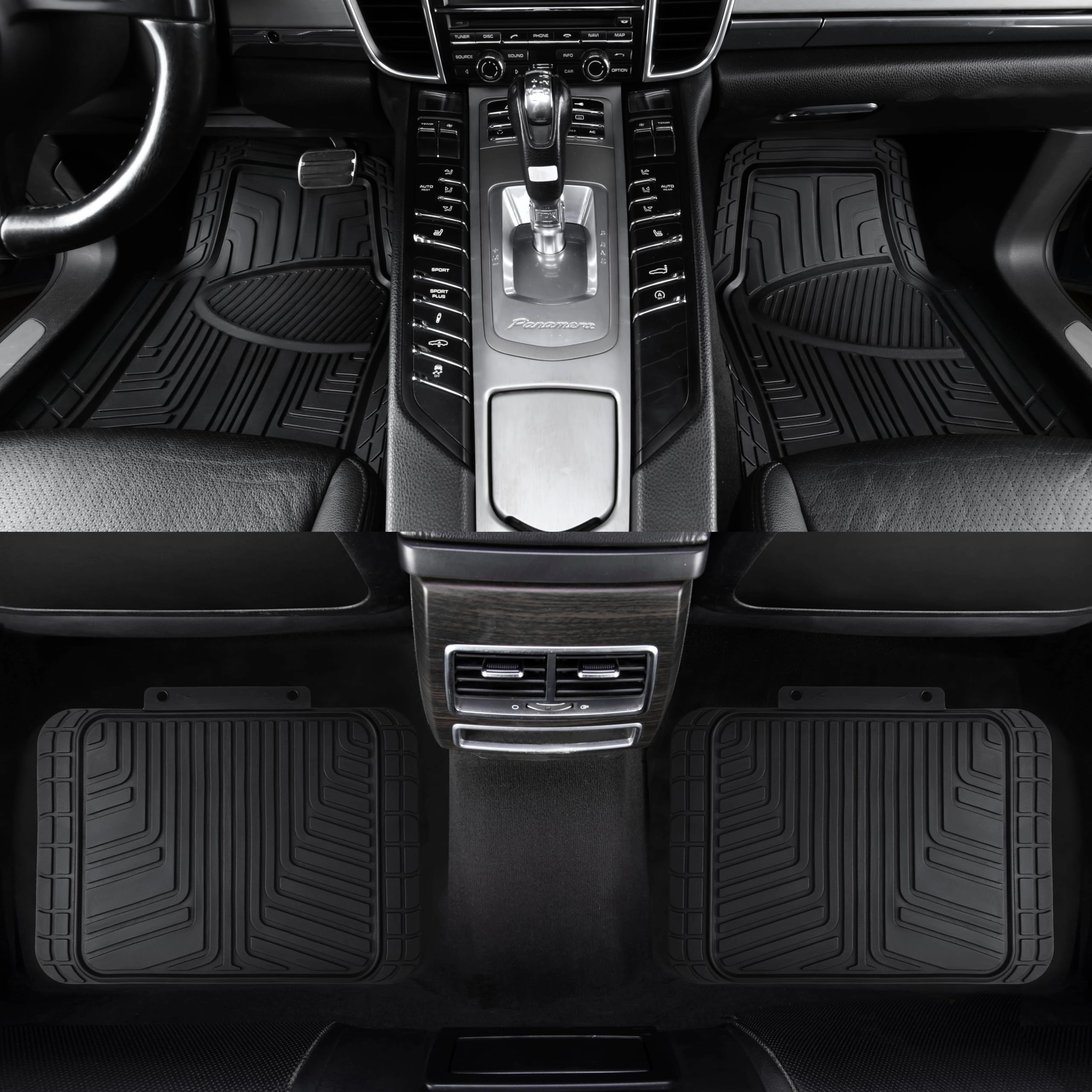 4-Piece Heavy Duty PVC Floor Mats with Cargo Liner - Black Universal Fit