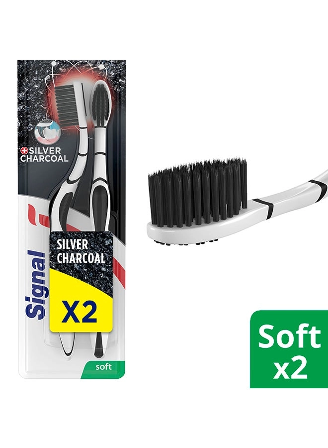 Signal Silver Charcoal - Soft Bristle Multicolour 2-Piece Pack