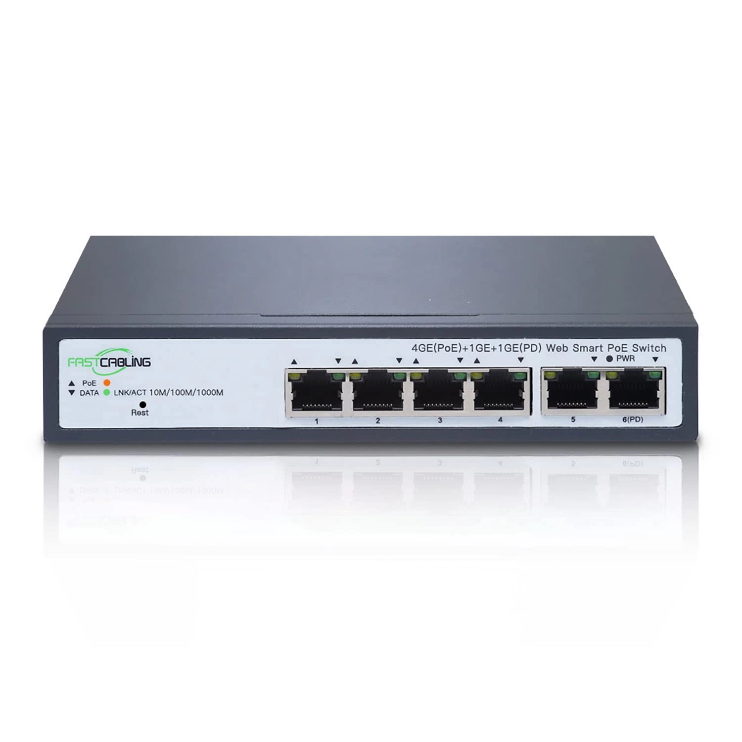 FASTCABLiNG PoE Powered Switch - 65 Watt pass through power 4 IEEE802.3bt Gigabit