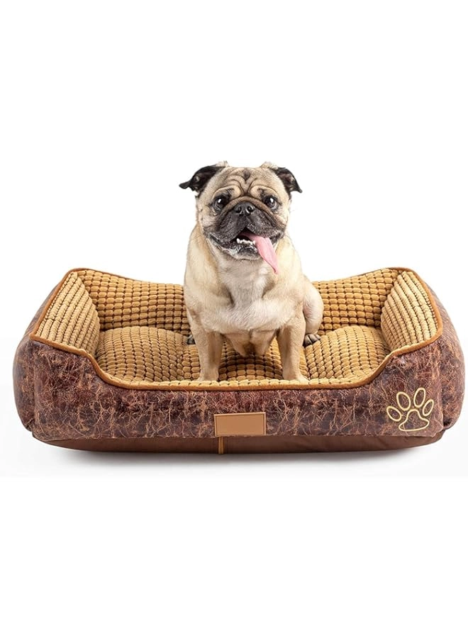 HuHa Mart Deluxe Large Dog Bed - Fleece Fur Velvet Oxford Fabric