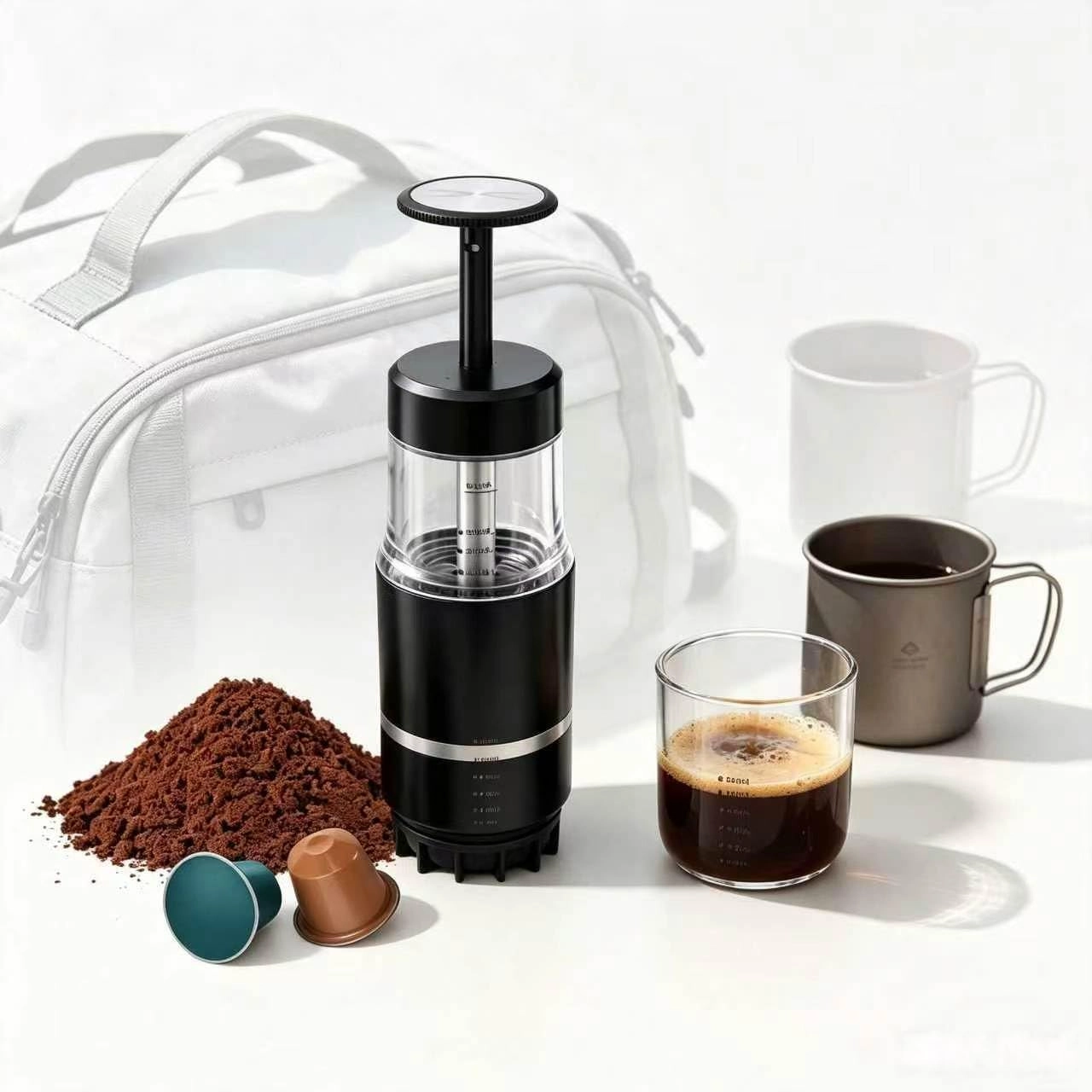 CENXI Mini Portable Coffee Maker - 60 ml/min Bag, Capsule, Pod