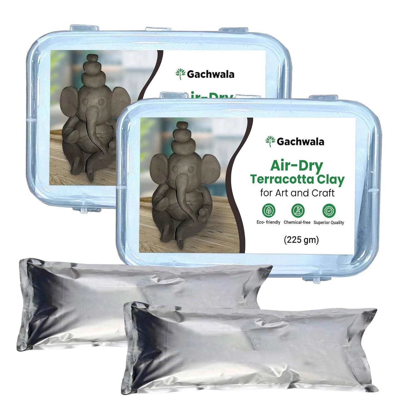 Gachwala Natural Terracotta Pottery Sculpting Clay - 450g 2pcs.