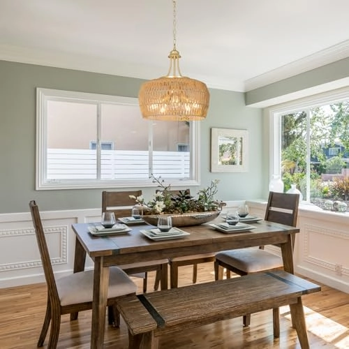 Rattan Chandelier - 19.7 to 80(MAX) inches