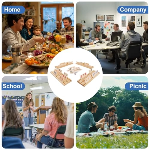 Rummy Cube Game Set - 106 Tiles 4 Wooden Trays Portable Case