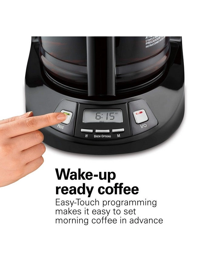 Programmable Drip Coffee Maker - 12 Cup 3 Brew Options Glass Carafe