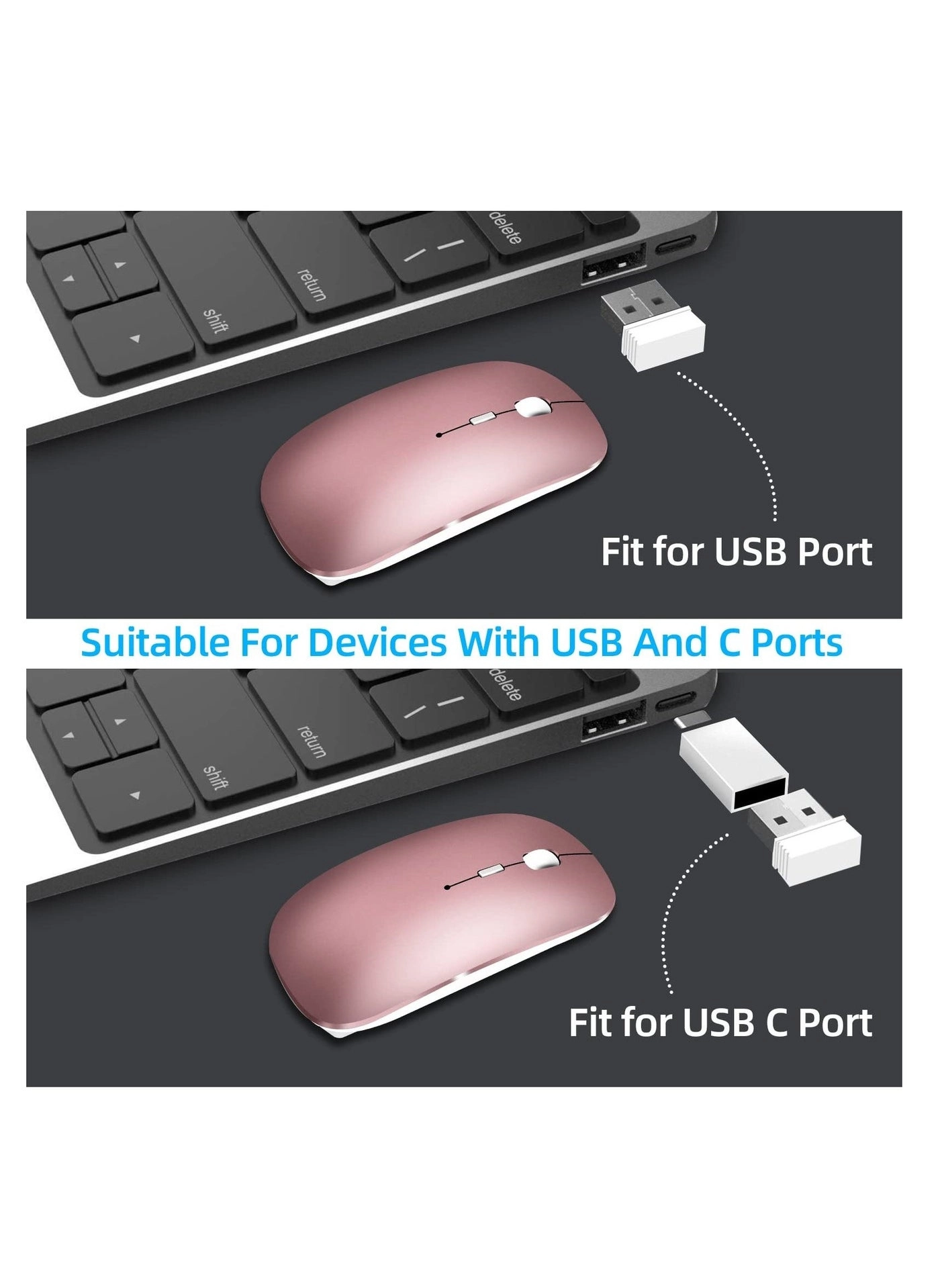 Dual-Mode Silent Cordless Mouse - Wireless