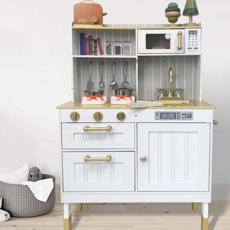 Kids Wooden Kitchen Toys Pretend Play Toyset (5551007-W10C822B)