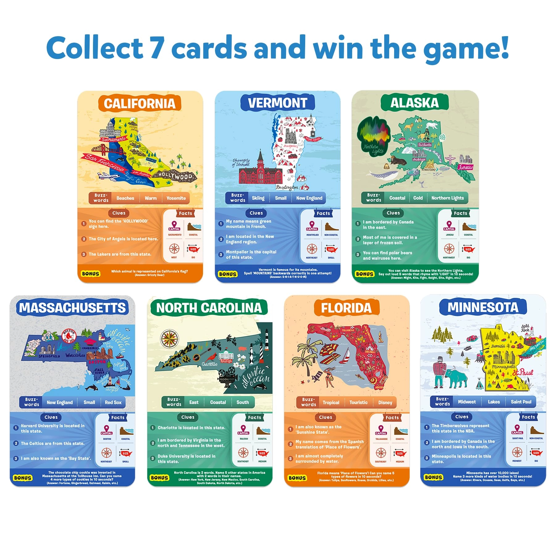 Guess in 10 States of America - Card Game