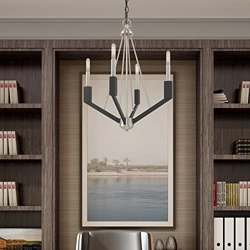 Mini Chandelier - 4 Lt Brushed Nickel & Black