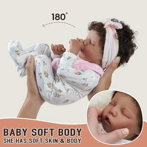 Reborn Baby Doll - 20 Inch Vinyl Cloth Body Black Ages 3+