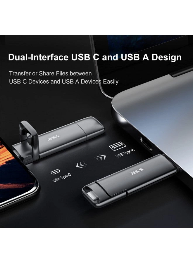Dual USB C Flash Drive - 3.2 Gen2 Type C+ USB A 128GB