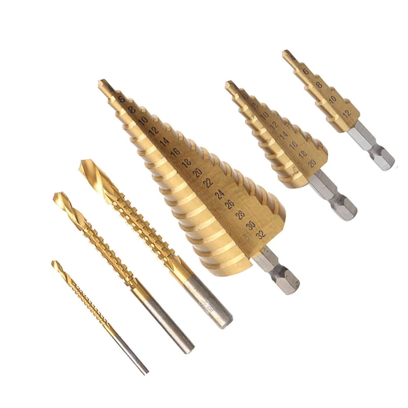cheekyglo Step Drill Bit Set - Titanium 6 PC