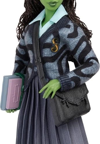 Elphaba Fashion Doll - Green skin Black braided hair Sheer black dress