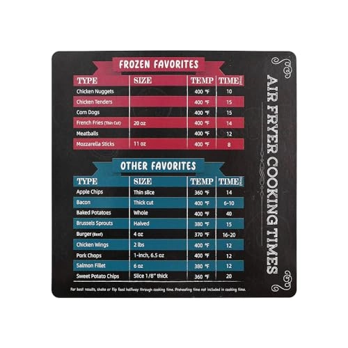 Air Fryer Cooking Times Chart - Plastic 2 Pcs