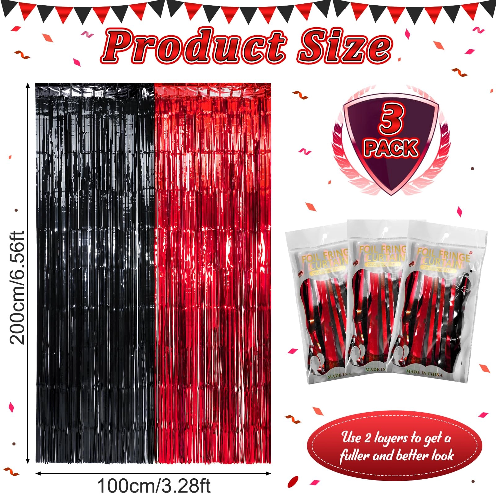 Foil Fringe Curtain - 3 Birthday Graduation Prom Wedding Pack