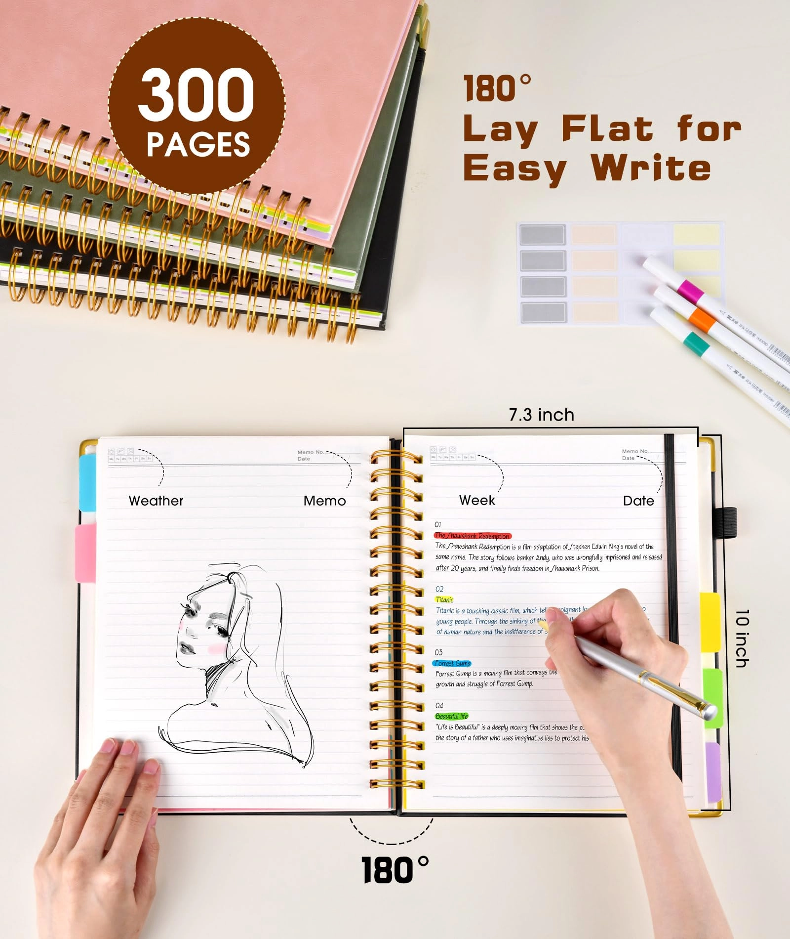 Spiral Notebook Large Hardcover - Lined 150 Sheets