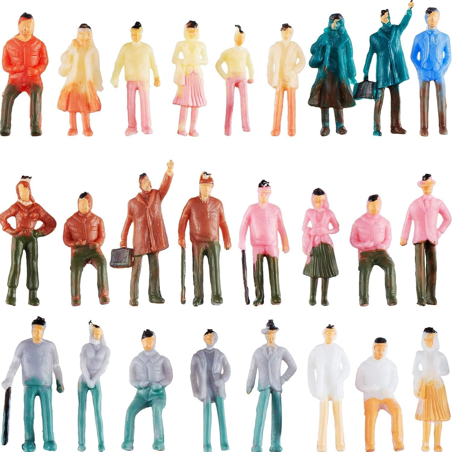 Gejoy Miniature People Figurines - 50 Pcs 1:75 Scale