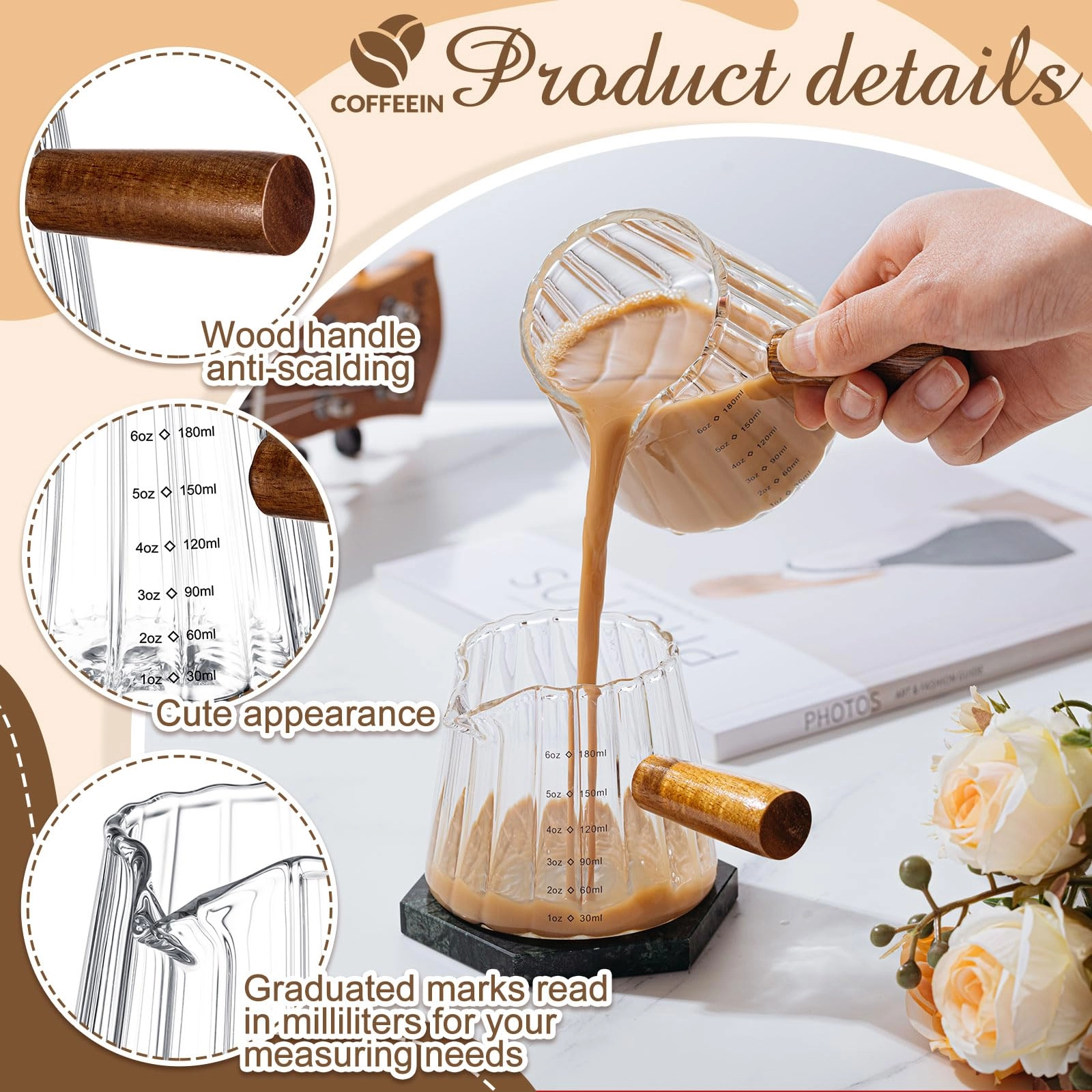 Espresso Shot Glass - 1 pcs Single V-shaped Mouth 180 ml