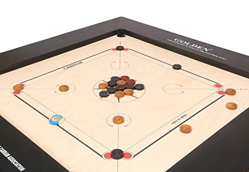 Golden Carrom Board - 32mm Coins Striker & Cover