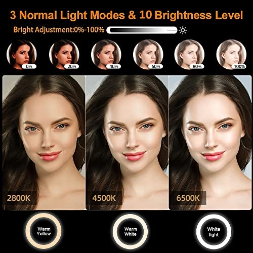 10'' Ring Light - 10 Dimmable Levels 15 RGB Colors