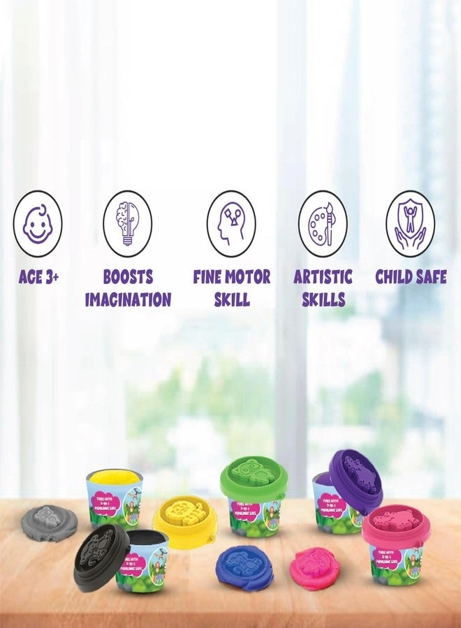 Animal Themed Dough Tubs - 3+ years 12 pcs