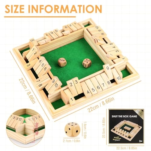 Shut The Box - Wooden 2 Dice