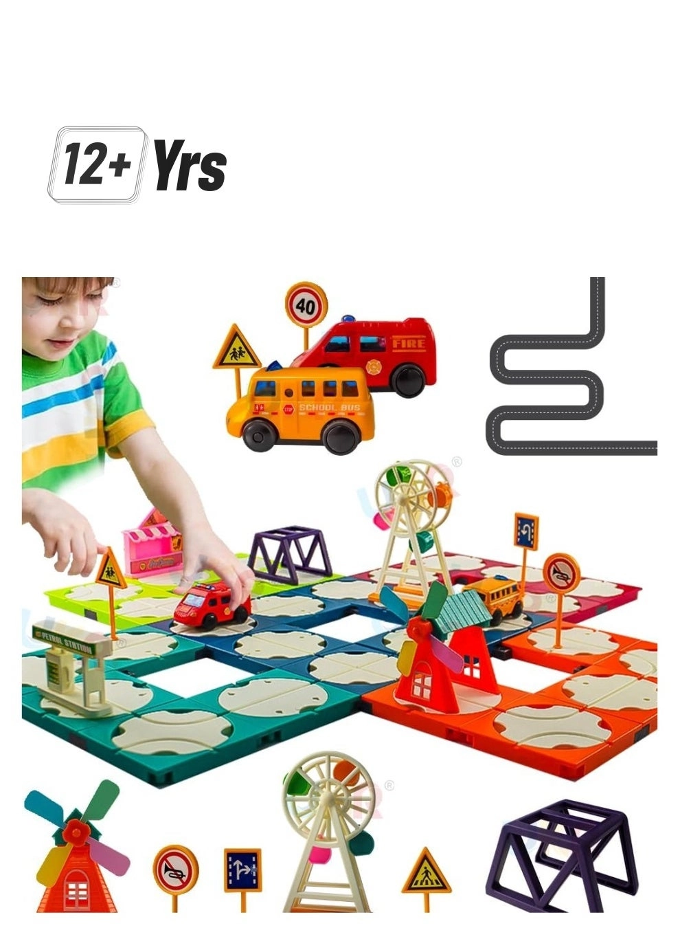 UKR Rotating Track Playset - 2 Cars Self-Driven Multicolor