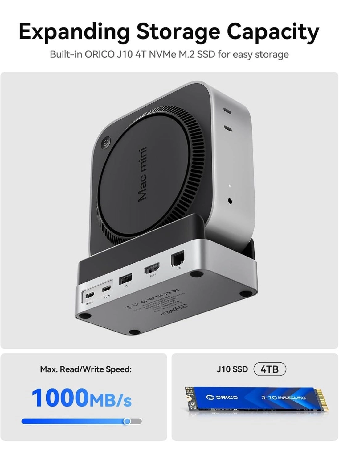 Mini M4 Dock - 9-in-1 4TB NVMe 10Gbps