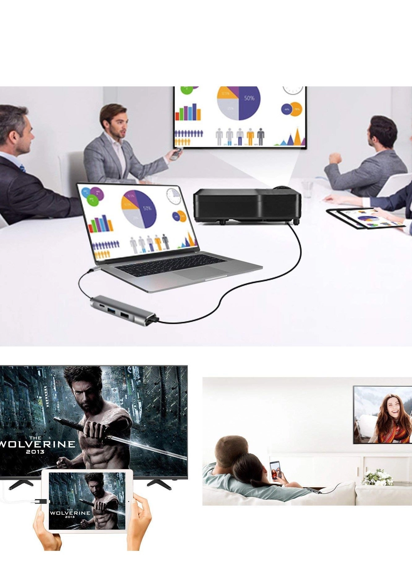 USB C-Type to HDMI Digital AV Multi-Port 4-in-1 Hub