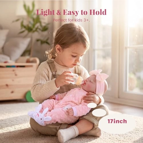 Reborn Baby Doll - 17-Inch Soft Cloth Body Sleeping Ages 3+