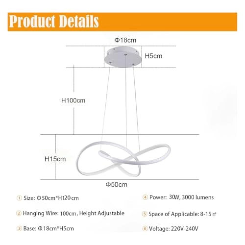 LED Pendant Light - 3000k-6000k Dimmable