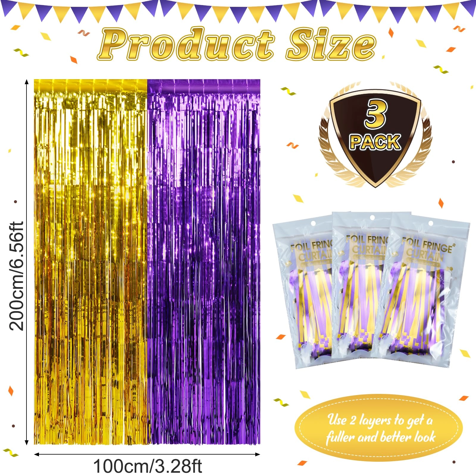 Foil Fringe Curtain - 3 Birthday Graduation Prom Wedding Pack