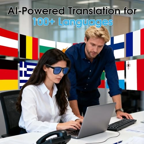 QT-35 - Bluetooth 5.4 140 Languages Black Frame Grey Lens