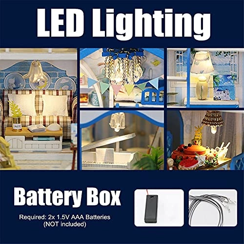 DIY Dollhouse Kit - 30x24.5x27.6 cm LED Light
